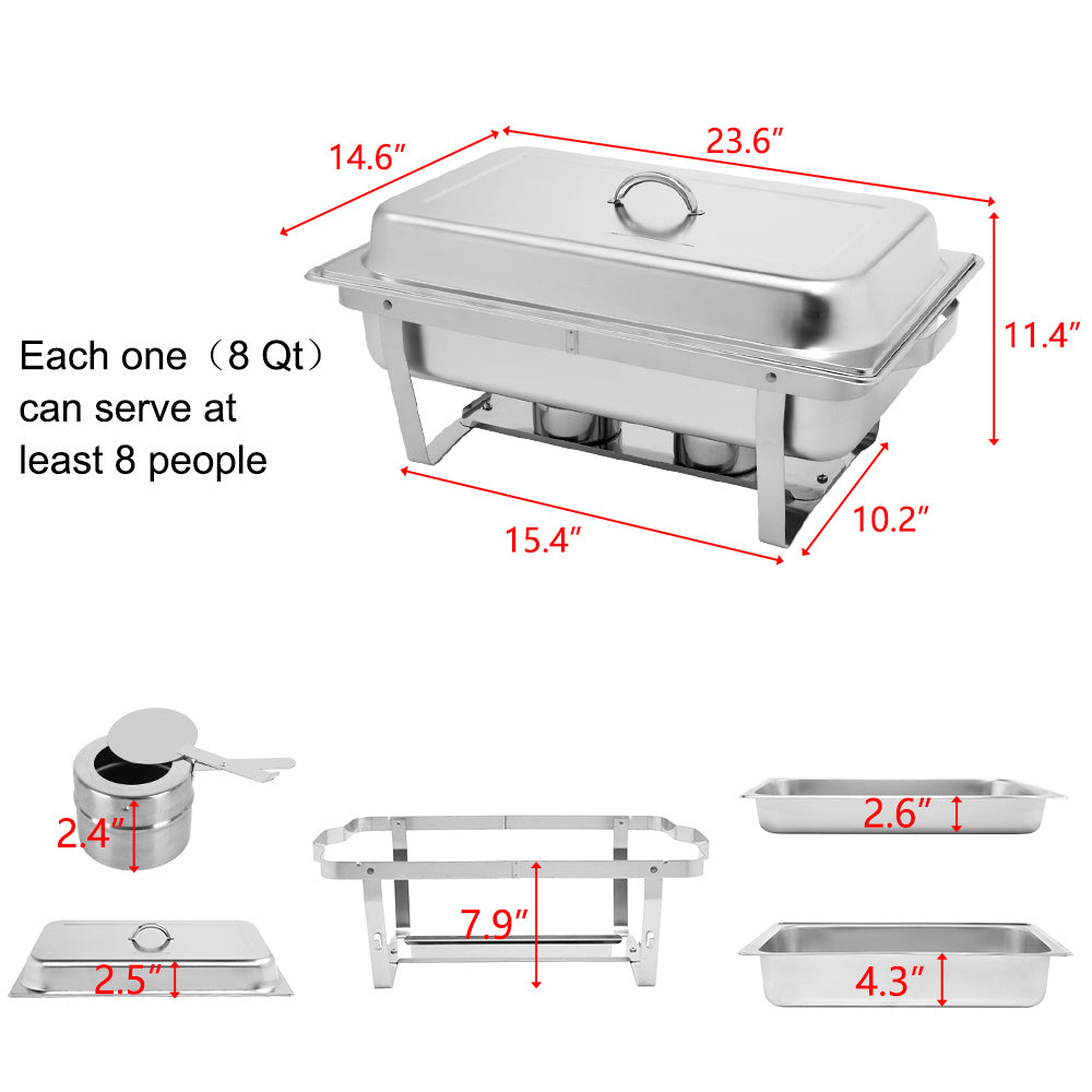 2pcs Stainless Steel 9L, Buffet Stove Rectangular