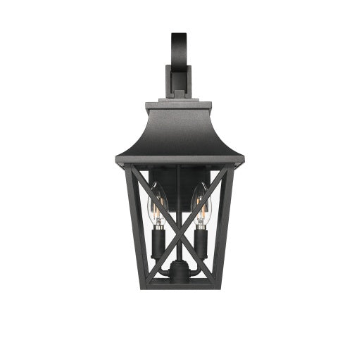 Black Outdoor Wall Light 2 Lights, Large Outdoor Modern Wall Light Fixtures, Industrial Porch Light Wall Mounted With Glass, Waterproof Farmhouse Exterior Light Lighting