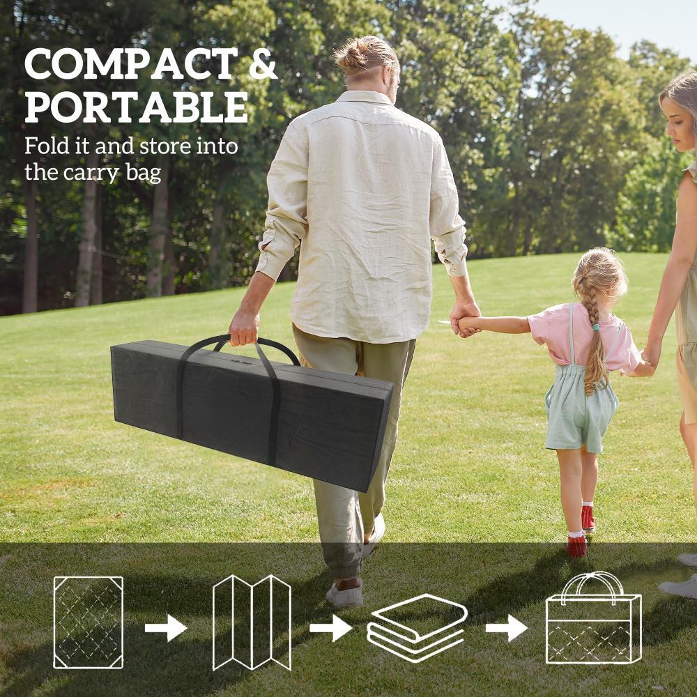 Reversible Outdoor Rug, Waterproof Plastic Straw With Carry Bag, 9 X 18, Blue & White Rhombus