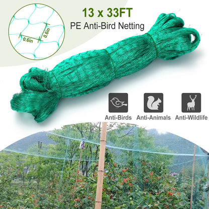 13 X 33ft Garden Netting Heavy Duty PE Anti Bird Netting Plants Fruits Tree Vegetables Protection Netting Net