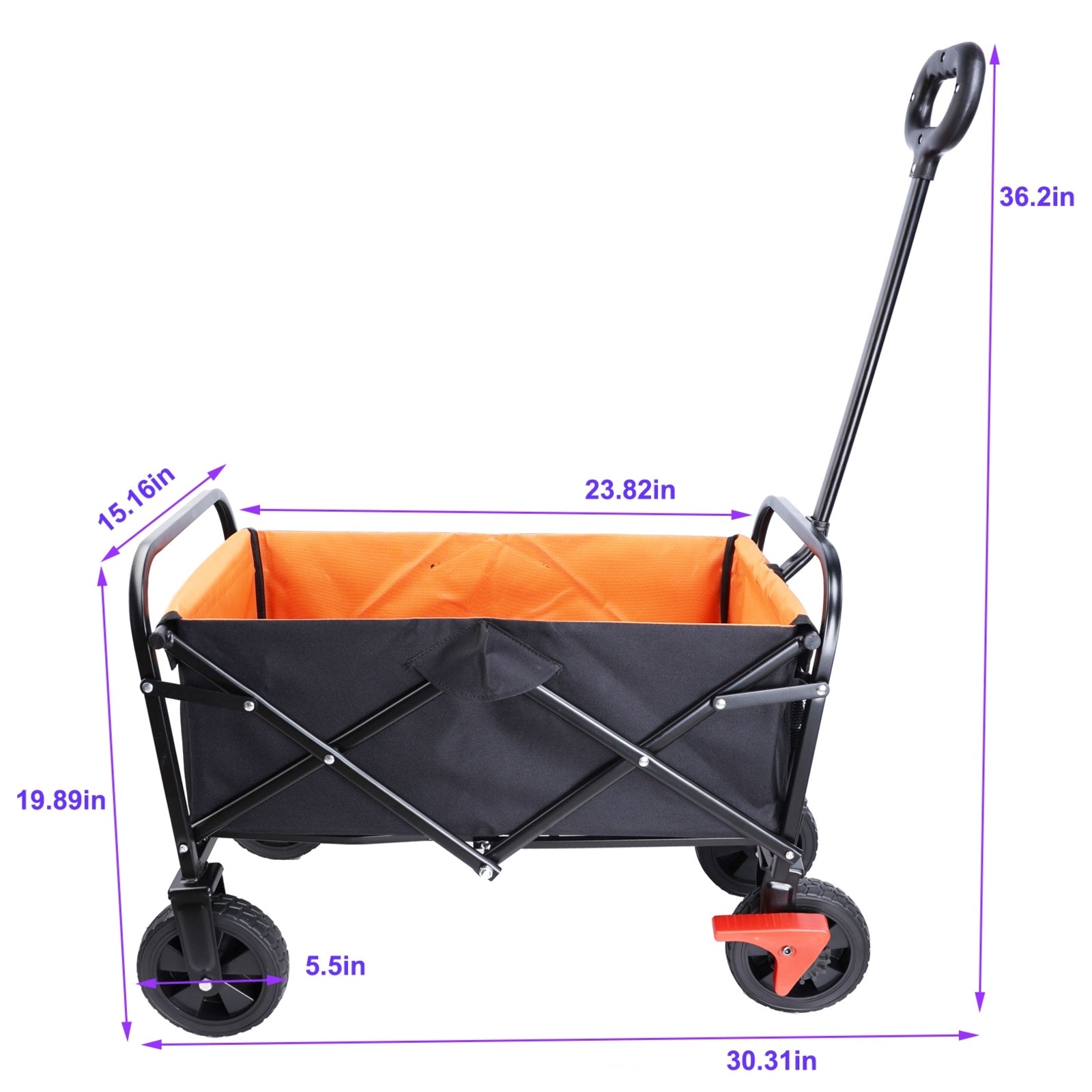 Mini Folding Wagon Garden Shopping Beach Cart  Black  Yellow  Brake