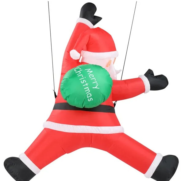 4.9 FT Lighted Christmas Inflatable Decoration, Inflatable Hanging Santa Claus With Gift Bag, Funny Blow Up Yard Decorations With Built-in LED Lights For Holiday Party Front Yard Lawn Garden Decor - Outdoor Chilling