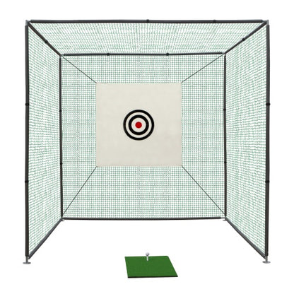 10X10X10FT Golf Practice Net Cage W Metal Frame Hitting Net Kit Indoor Outdoor