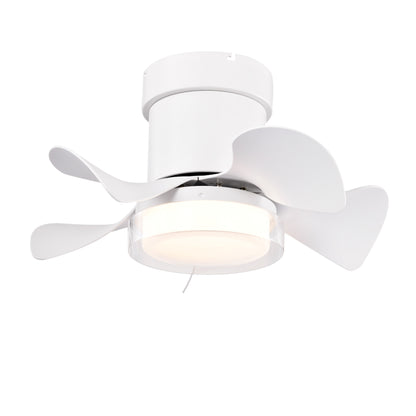 21 Inch Ceiling Fan With 3 Color Temperatures Light And Remote Control DC Motor Powerful And Low Noise Small Space Ceiling Fan For Kitchen Bedroom Dining Room Toilet Patio Matte White