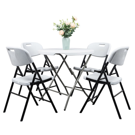 4pcs White Courtyard Plastic Folding Chairs