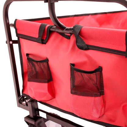Folding Wagon Garden Shopping Beach Cart Red