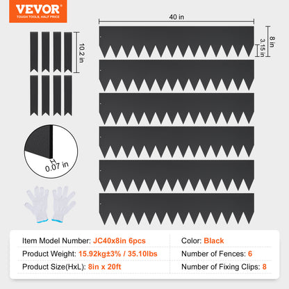 VEVOR Steel Landscape Edging, 6-pack Steel Garden Edging Borders, Strips, Hammer-in Edging Border With 8 Clips, Bendable Metal Landscape Edging For Yard, Garden, Lawn