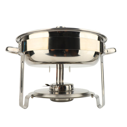 Buffet Chafing Dish Stainless Steel Round Catering Chafers with Glass Lid Detachable Alcohol Stove 4PCS