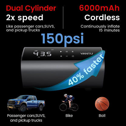 A22 Double Cylinder12V Cordless Portable Tyre Air Compressor Inflatable Digital Automatic Electric Car Tire Inflators - Outdoor Chilling