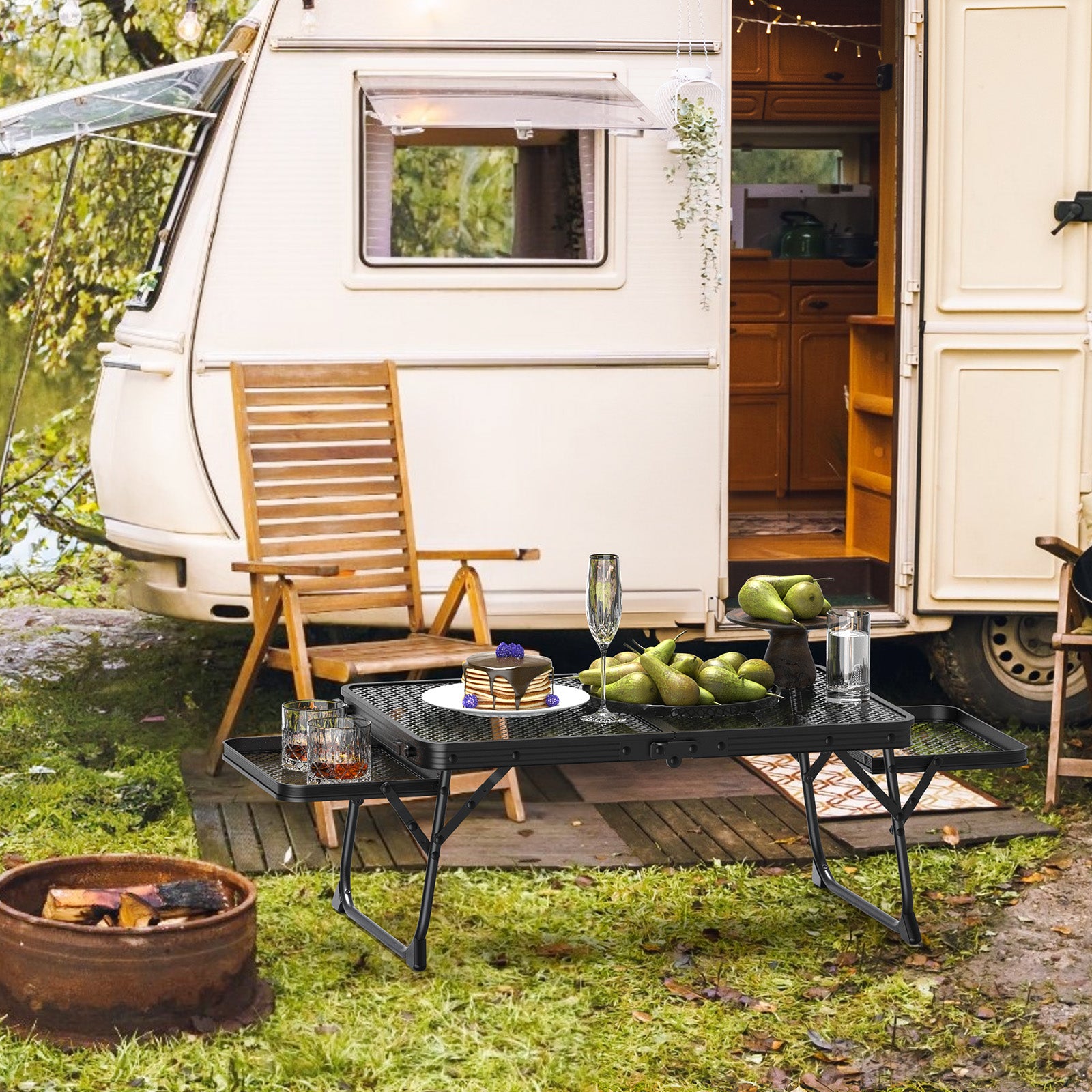 3ft Black Outdoor Folding Table