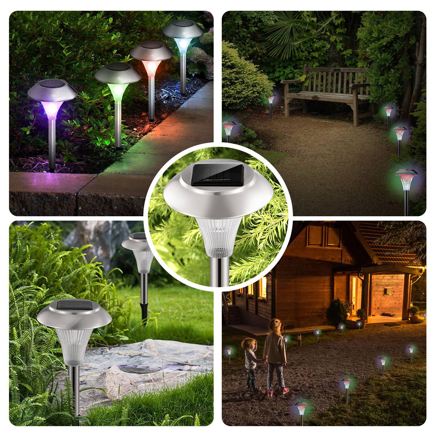 24Pcs 12Pcs 8Pcs 4Pcs Solar Garden Lights IP44 Waterproof 7 Color Changing For Yard Driveway Walkway