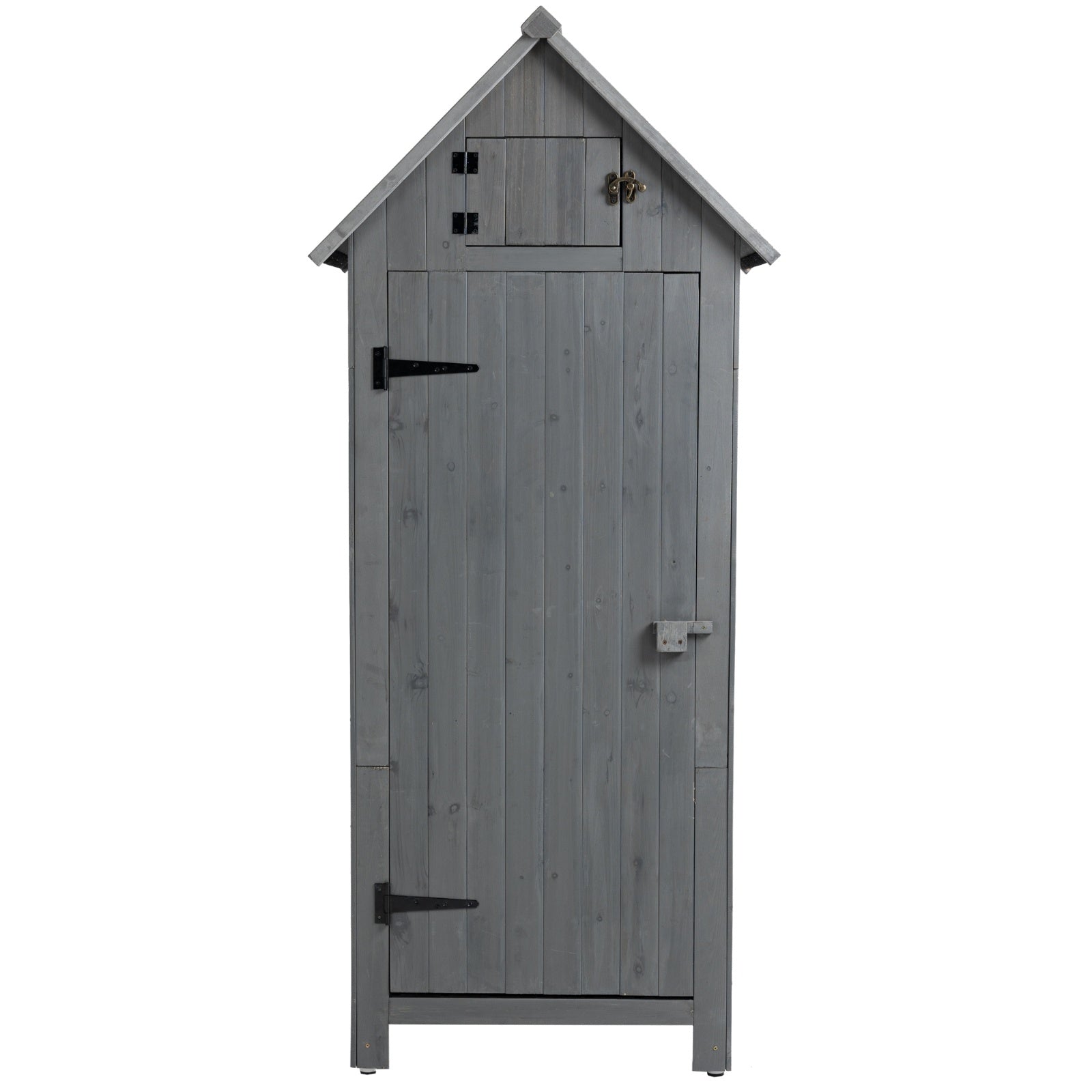 Outdoor Storage Cabinet Tool Shed Wooden Garden Shed 70.5H - Gray - Outdoor Chilling
