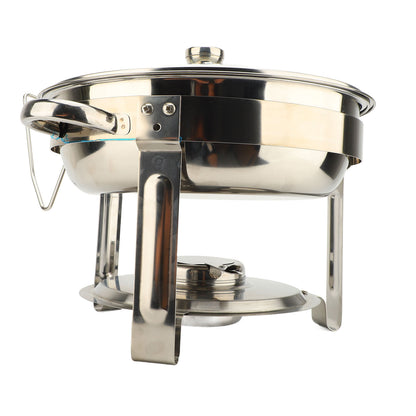 Buffet Chafing Dish Stainless Steel Round Catering Chafers with Glass Lid Detachable Alcohol Stove 4PCS