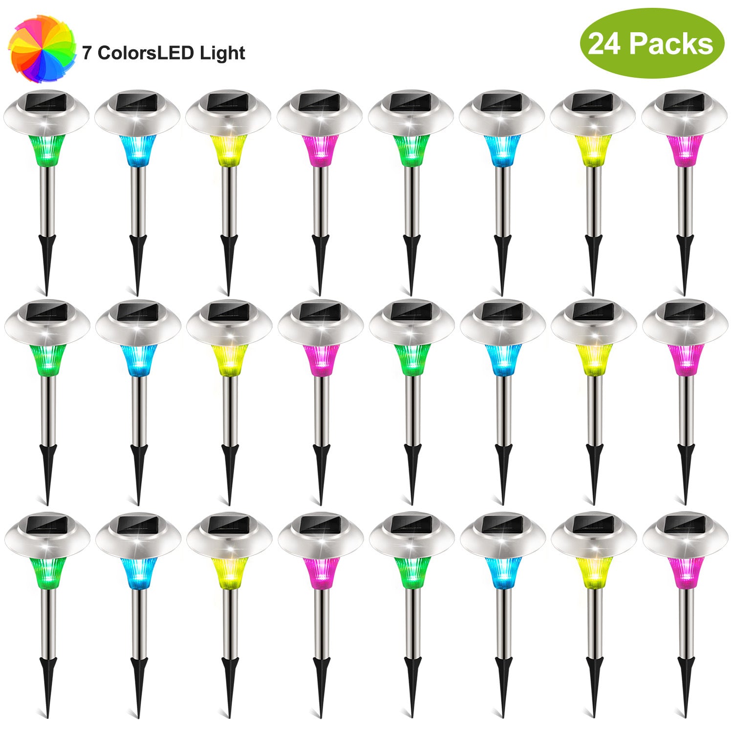 24Pcs 12Pcs 8Pcs 4Pcs Solar Garden Lights IP44 Waterproof 7 Color Changing For Yard Driveway Walkway - Outdoor Chilling