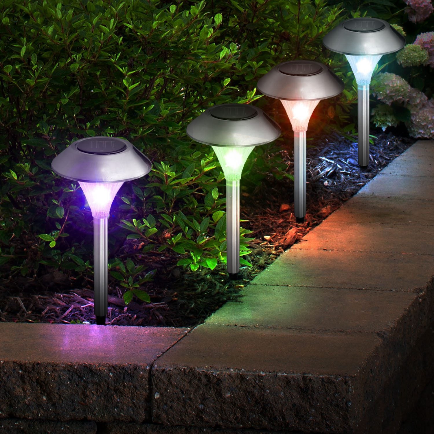 24Pcs 12Pcs 8Pcs 4Pcs Solar Garden Lights IP44 Waterproof 7 Color Changing For Yard Driveway Walkway