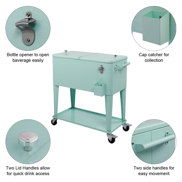 Mint Green Freezer Insulation Trolley 91x84.5x38.5cm Rectangular Plastic Box Freeze Insulation