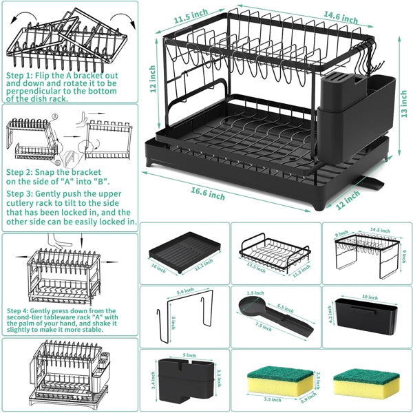 2nd Floor Large Kitchen Counter With Utensil Drying Rack, Equipped With Drainage Board