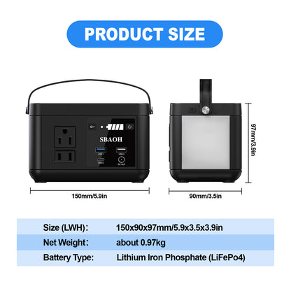 Portable Power Station P86,88.8Wh LiFePo4 Battery, with 120W AC Outputs, Solar Generator For Travel And Camping